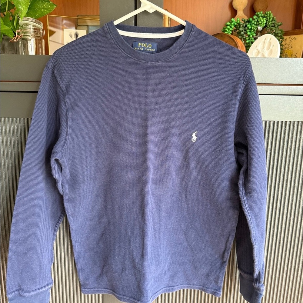 🔹 Polo Ralph Lauren Dark Blue Waffle Knit Shirt – Men’s Small